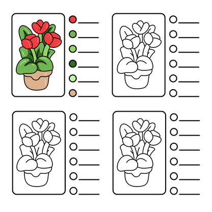 Coloring practice worksheets with adorable animals and objects, simple line art for beginners